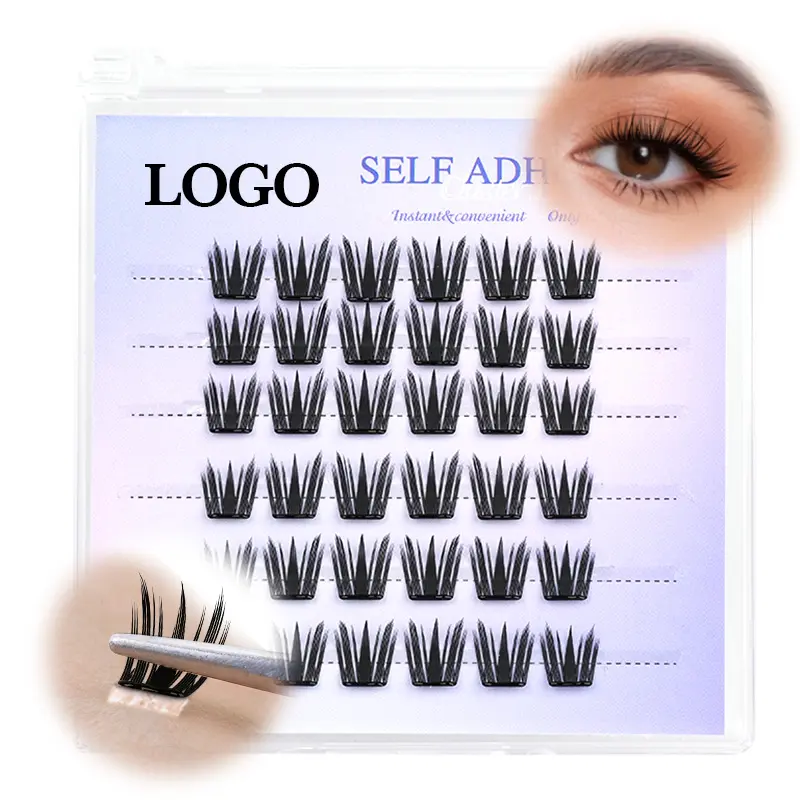 Wholesale Private Label Reusable New 3D Printing DIY Cluster Lash Self-adhesive